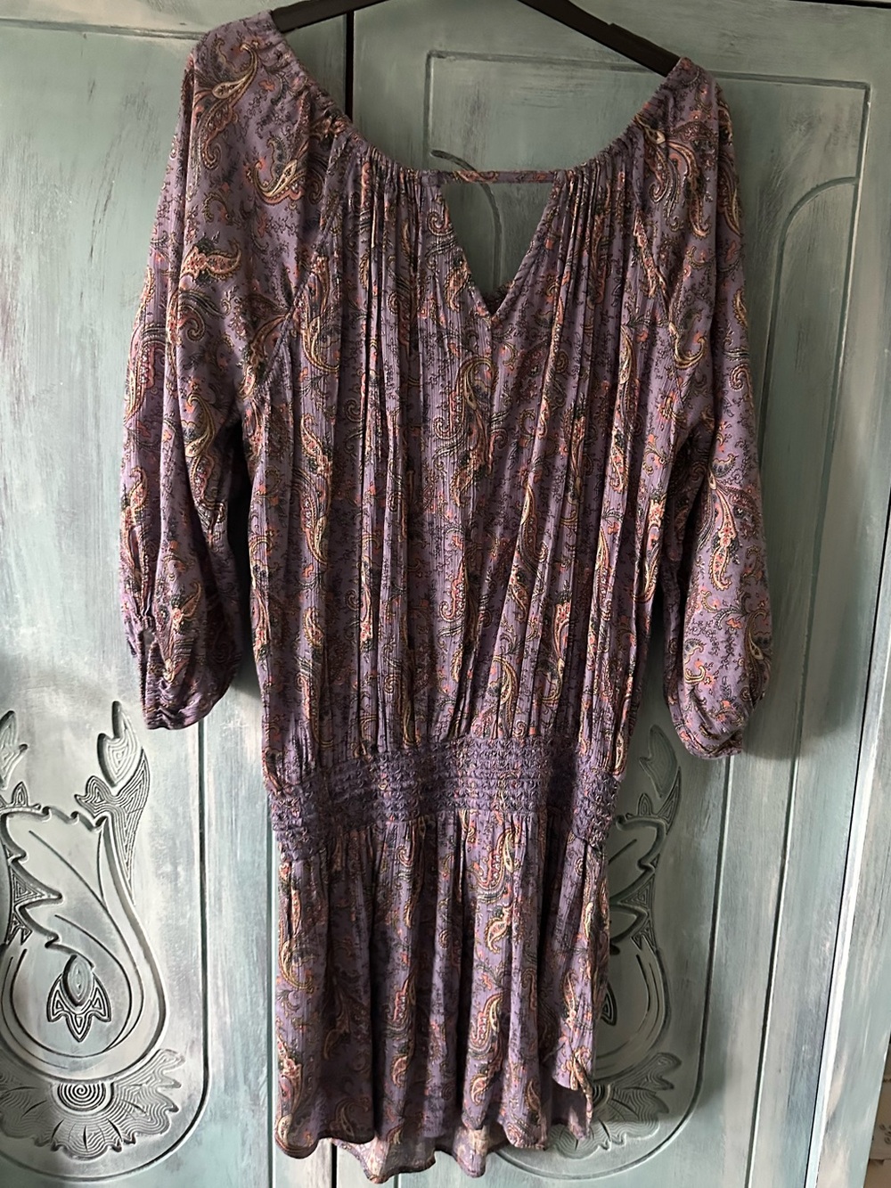Ralph Lauren Boho Paisley Pleated Mini Dress in Lavender Purple. Size Small $40 - Picture 5 of 6